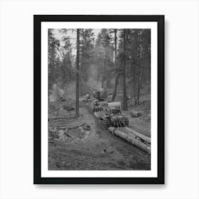 Grant County, Oregon, Malheur National Forest, Caterpillar Tractors Snaking Logs To The Place Where They Are Loaded Ont Art Print