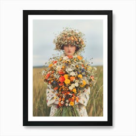 "Woman in Wildflower Field" Art Print