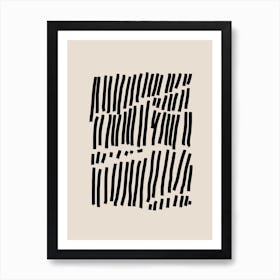 Black Lines On Cream Beige 2 Art Print