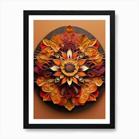 Distinctive boho art.Golden Harvest Mandala.12 Affiche