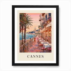 Cannes France 8 Vintage Pink Travel Illustration Poster Art Print