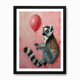 Cute Lemur 1 With Balloon Affiche