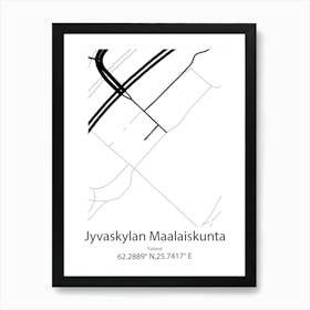 Jyvaskylan Maalaiskunta,Finland Minimalist Map Art Print