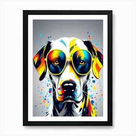 Dog In Sunglasses, Dalmatian, colorful dog illustration, dog portrait, animal illustration, digital art, pet art, dog artwork, dog drawing, dog painting, dog wallpaper, dog background, dog lover gift, dog décor, dog poster, dog print, pet, dog, vector art, dog art Art Print