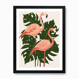 Chilean Flamingo Monstera Deliciosa Boho Print 4 Art Print