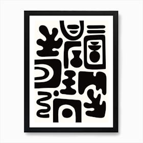 Abstract Cutout Shapes in Black and White Art Print