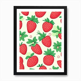 Strawberry Pattern, Kawaii, Cute Art Print