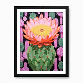 Mexican Style Cactus Illustration Acanthocalycium Cactus 5 Art Print