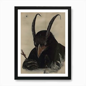 Dark Gothic Horned Owl Art Print