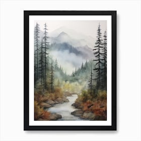 Autumn Forest Landscape Great Bear Rainforest Canada 2 Art Print