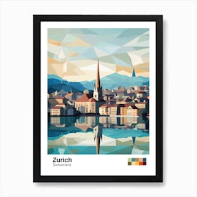 Zurich, Switzerland, Geometric Illustration 4 Poster Art Print