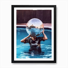 Woman Pool Disco Ball Fashion Photography 6 Art Print