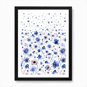 Ink Flowers Degraded Art Print