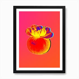 Neon Bigarade Orange Botanical in Hot Pink and Electric Blue n.0255 Art Print