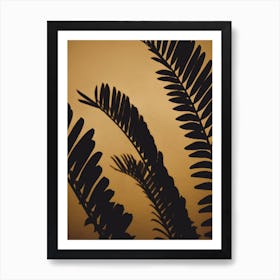 Golden Shaded Palm Leaves Art Print