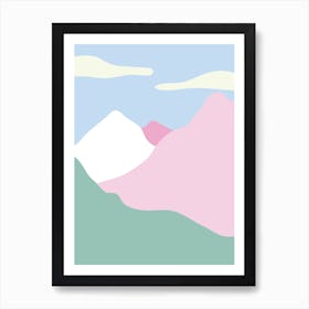 Pink And White Mountains Art Print