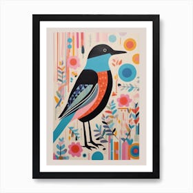 Colourful Scandi Bird Dipper 1 Art Print