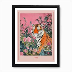 Floral Animal Painting Tiger 5 Poster Art Print