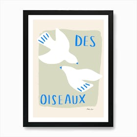 Des Oiseaux Birds Blue Art Print