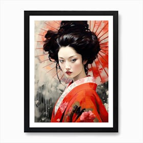 Geisha Realistic Drawing 3 Art Print