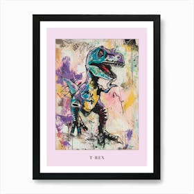 T Rex Dinosaur Lilac Graffiti Brushstroke Poster Art Print