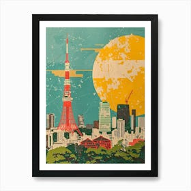 Tokyo Tower Mid Century Modern 2 Art Print