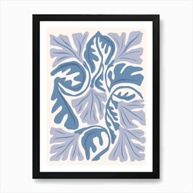 Blue Leaf Pattern Art Print