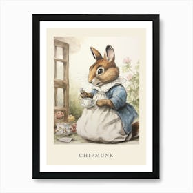 Beatrix Potter Inspired  Animal Watercolour Chipmunk 2 Art Print
