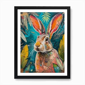 Kitsch Rabbit Brushstrokes 4 Art Print