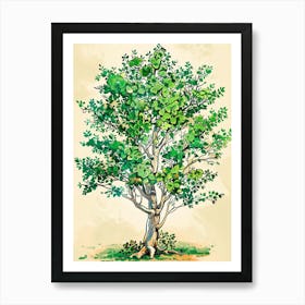 Boxwood Tree Storybook Illustration 2 Art Print