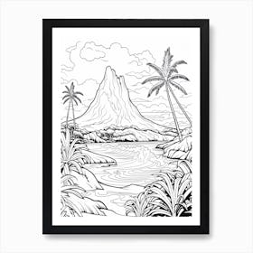 The Island Of Motunui (Moana) Fantasy Inspired Line Art 1 Art Print