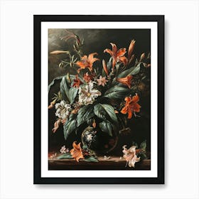 Baroque Floral Still Life Lobelia 2 Art Print