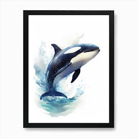 Blue Watercolour Painting Style Of Orca Whale  4 Art Print