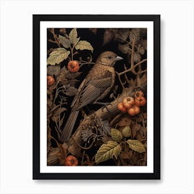 Dark And Moody Botanical Sparrow 4 Art Print