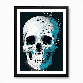 Skull With Splatter Effects 2 Line Drawing Art Print