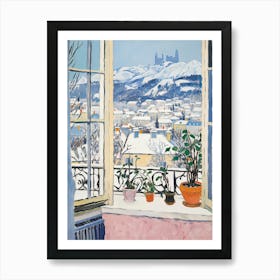 The Windowsill Of Salzburg   Austria Snow Inspired By Matisse 2 Art Print