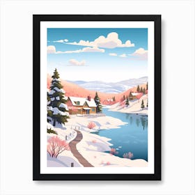 Vintage Winter Travel Illustration Big Bear Lake California 3 Art Print