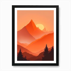 Misty Mountains Vertical Composition In Orange Tone 87 Art Print