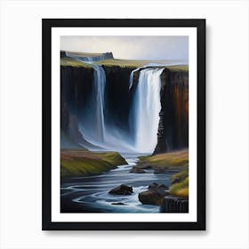 Hrafnabjargarfoss, Iceland Peaceful Oil Art  Art Print