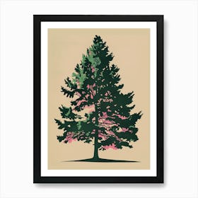 Hemlock Tree Colourful Illustration 3 Art Print