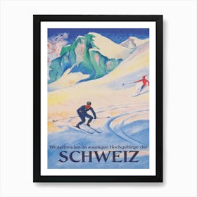 Winter in Switzerland Vintage Ski Poster Art Print