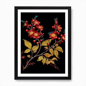 Witch Hazel 3 William Morris Style Winter Florals Art Print