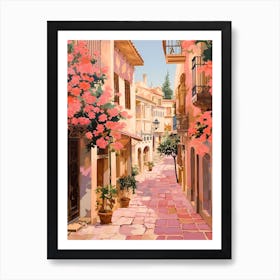 Marbella Spain 6 Vintage Pink Travel Illustration Art Print