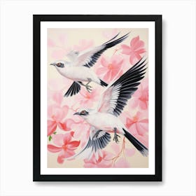 Pink Ethereal Bird Painting Mockingbird 1 Art Print