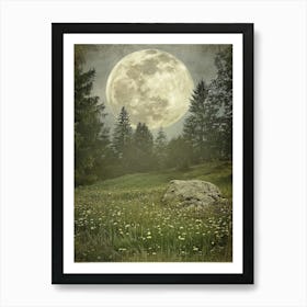 Full Moon In The Woods Art 1 Art Print