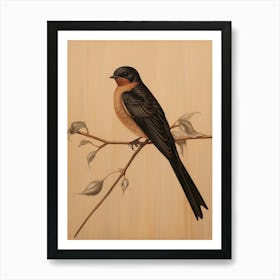 Dark And Moody Botanical Barn Swallow 3 Art Print