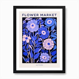 Blue Flower Market Poster Asters 5 Art Print