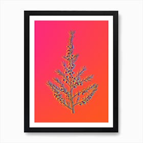 Neon Sea Asparagus Botanical in Hot Pink and Electric Blue Art Print