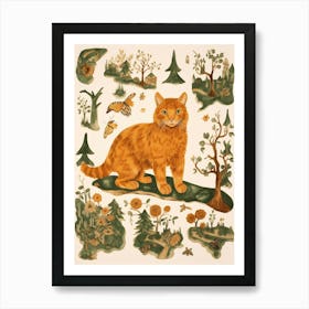 Tabby Ginger Cat With Medieval Gardens Art Print