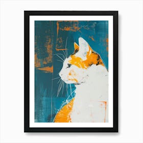 Cat In Blue And Orange Art Print